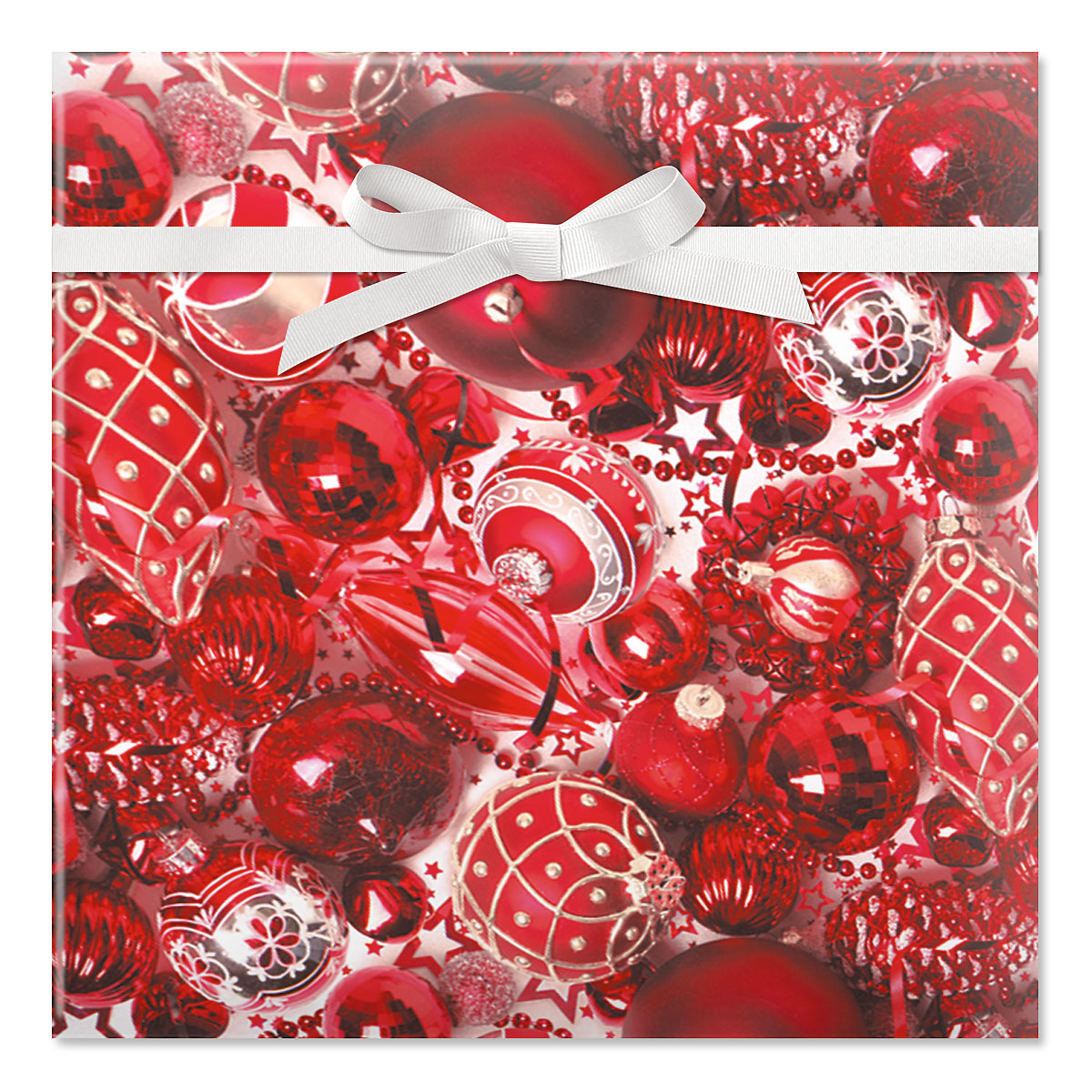 Red & White Ornaments Jumbo Rolled Gift Wrap Current Catalog