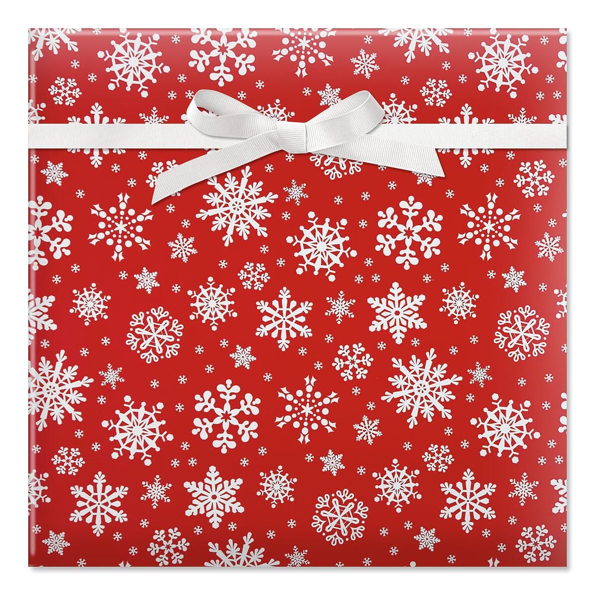 Snowflake on Red Holiday Gift Wrap | Current Catalog
