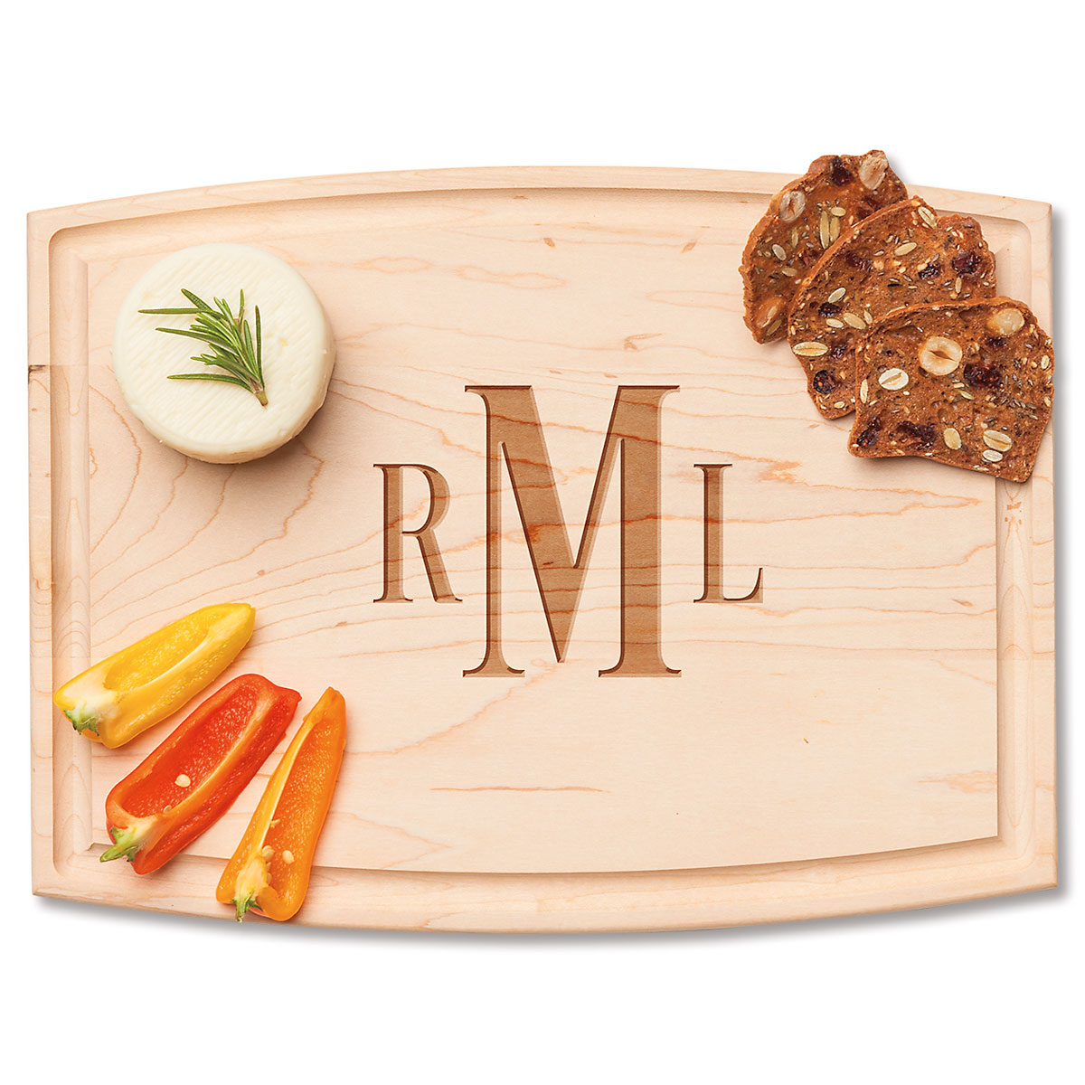 Charcuterie Artisan Arched Maple Board Traditional Monogram Current