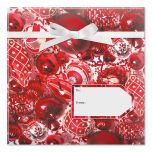 Red & White Ornaments Jumbo Rolled Gift Wrap and Labels