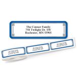 Blue and Silver Frame Rolled Address Labels