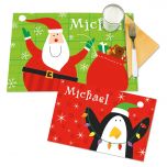 Santa/Penguin Kids' Personalized Christmas Placemat
