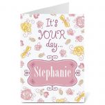 Pretty in Pink Personalized Birthday Card