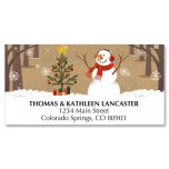 Snowman on Kraft Christmas Address Labels 