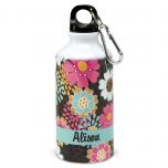 Mocha Flowers Personalized Water Bottle