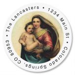 Madonna & Child Christmas Round Address Label