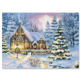 Cozy Cottage Christmas Card Set of 20 