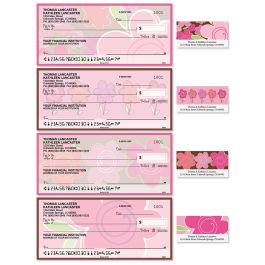 Shades of Pink Single Checks with Matching Address Labels