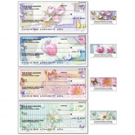 Floral Collage Duplicate Checks with Matching Address Labels