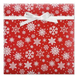 Snowflake on Red Jumbo Rolled Gift Wrap