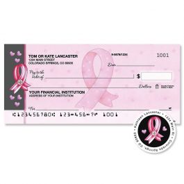 Pink Ribbon Single Checks with Matching Address Labels