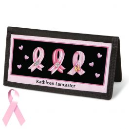 Pink Ribbon  Checkbook Cover - Personalized