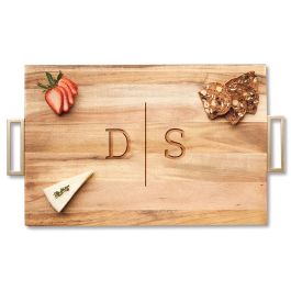 Charcuterie Acacia Board with Gold Handles - 2 Initials