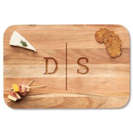 Charcuterie Modern Rounded Rectangle Acacia Board - 2 Initials