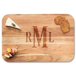 Charcuterie Modern Rounded Rectangle Acacia Board - Traditional Monogram