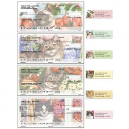 Feline Artistry Single Checks With Matching Address Labels