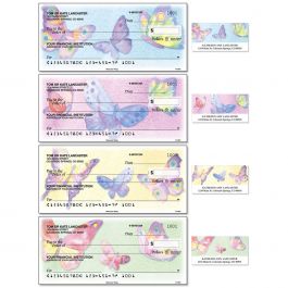 Watercolor Wings Single Checks With Matching Address Labels