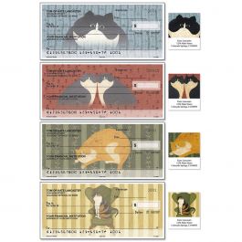 Cozy Cats Single Checks With Matching Address Labels