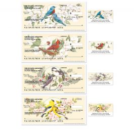 Birds & Blossoms Single Checks With Matching Address Labels