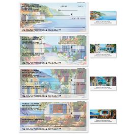 Seaside Retreat Single Checks with Matching Labels