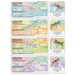 Vibrant Dragonflies Single Checks with Matching Address Labels