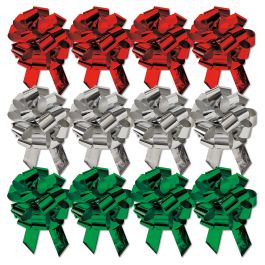 Christmas Metallic Pull Bows - Set of 12