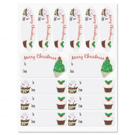 Christmas Cupcake Gift Wrap To/From Labels