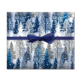 Snowy Trees Jumbo Rolled Gift Wrap