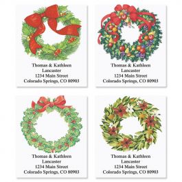 Christmas wreath address labels