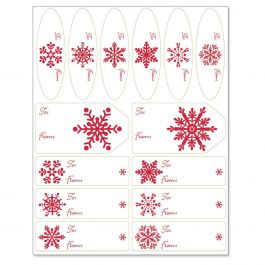 Red Snowflakes Gift Wrap To/From Labels