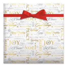 Metallic Script Jumbo Rolled Gift Wrap