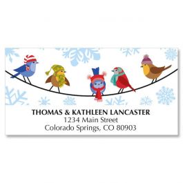 Snowflakes & Birds Christmas Address Labels