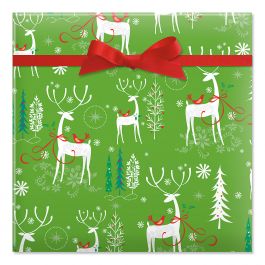 Reindeer Forest Jumbo Rolled Gift Wrap