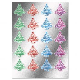 Foil Christmas Tree Envelope Sticker Seals Foil Christmas Tree Envelope Sticker Seals