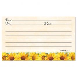 Sunflowers Recipe Cards - 3 x 5