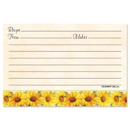 Sunflowers Recipe Cards - 4 x 6