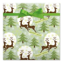Reindeer Holiday Magic Jumbo Rolled Gift Wrap