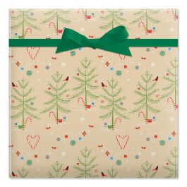 Twinkling Trees Jumbo Rolled Gift Wrap