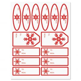 Red Snowflake Gift Wrap To/From Labels