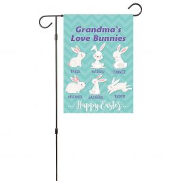 Personalized Love Bunnies Garden Flag - 6 Names