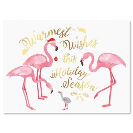 Flamingo Deluxe Christmas Cards - Personalized