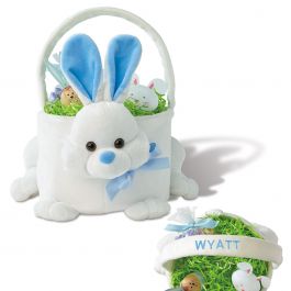Kids Personalized Plush Blue Easter Bunny Basket