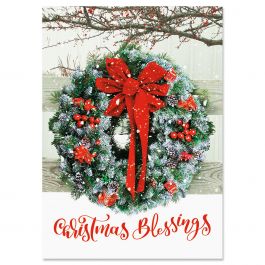 Wreath In Snow Christmas Cards - Non-personalized