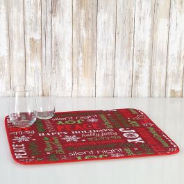 Christmas Drying Mat for Kitchen Counter Red Small