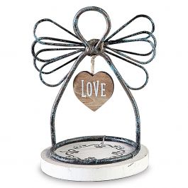 Love Wire Angel on Wood Base