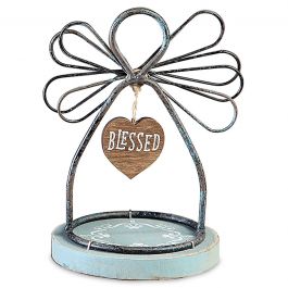 Blessed Wire Angel on Wood Base