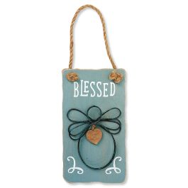 Wood Angel Plaque Blessed