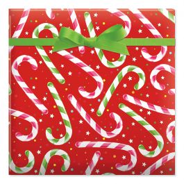Colorful Candy Cane Jumbo Rolled Gift Wrap