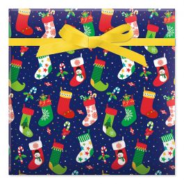 Christmas Stockings Jumbo Rolled Gift Wrap