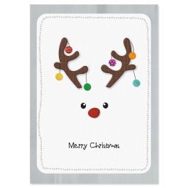 Reindeer Face Christmas Cards - Personalized